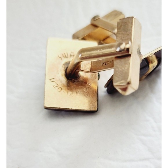 Vintage Swank Cufflinks Shirt Studs 1/20 of 12k GF Formal Mother of Pearl MOP - Picture 6 of 8